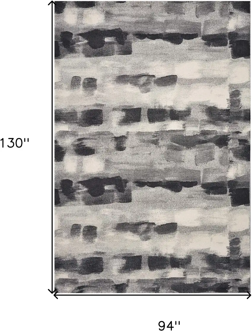 8'X11' Shades Of Grey Machine Woven Abstract Brushstroke Indoor Area Rug Photo 3