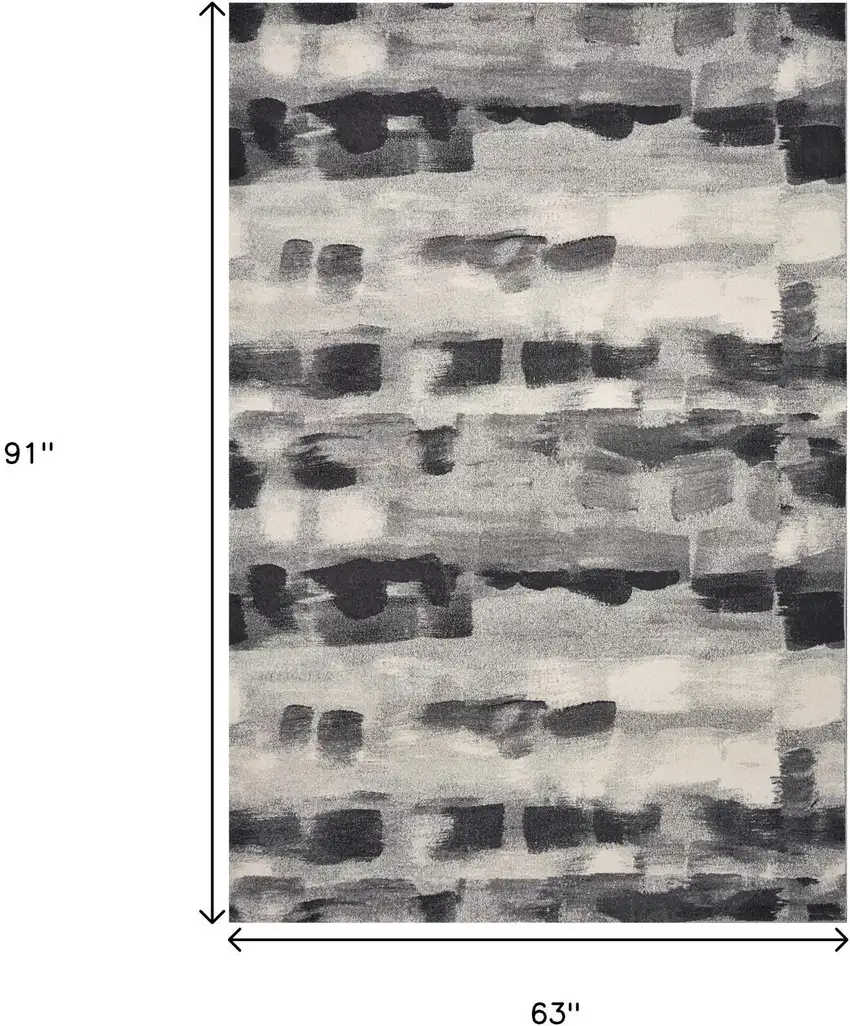 Gray Black And Ivory Abstract Area Rug Photo 3