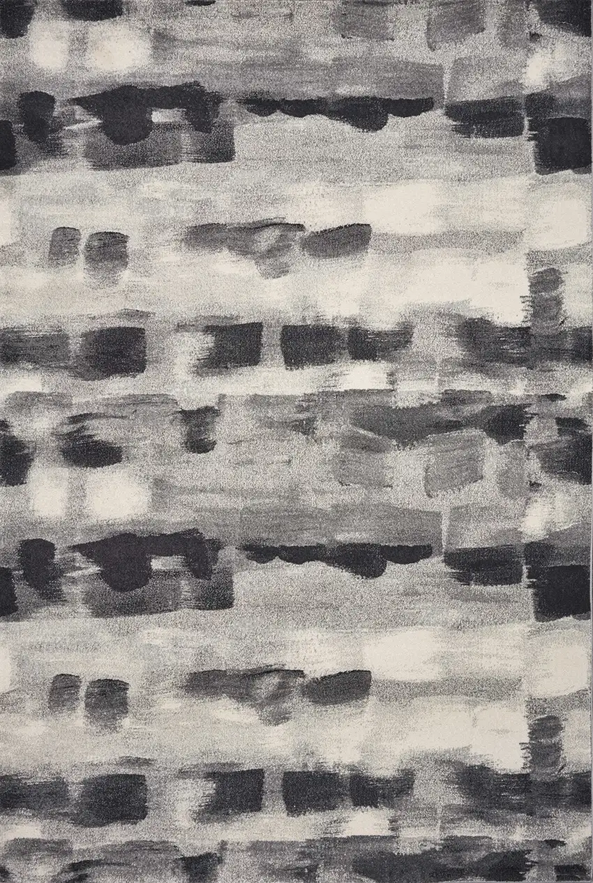 Shades of Grey Machine Woven Abstract Brushstroke Indoor Area Rug Photo 1
