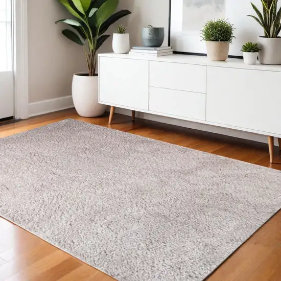 Beige Shag Handmade Area Rug Photo 1