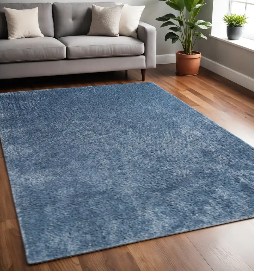 Blue Shag Handmade Area Rug Photo 1