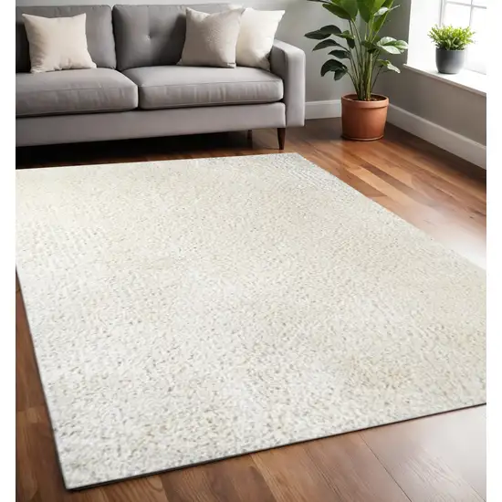 Ivory Shag Handmade Area Rug Photo 1