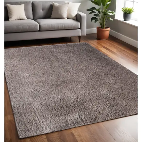 Taupe Shag Handmade Area Rug Photo 1