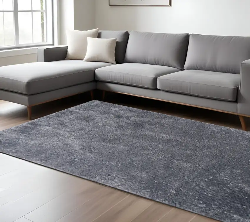 Gray Shag Handmade Area Rug Photo 1