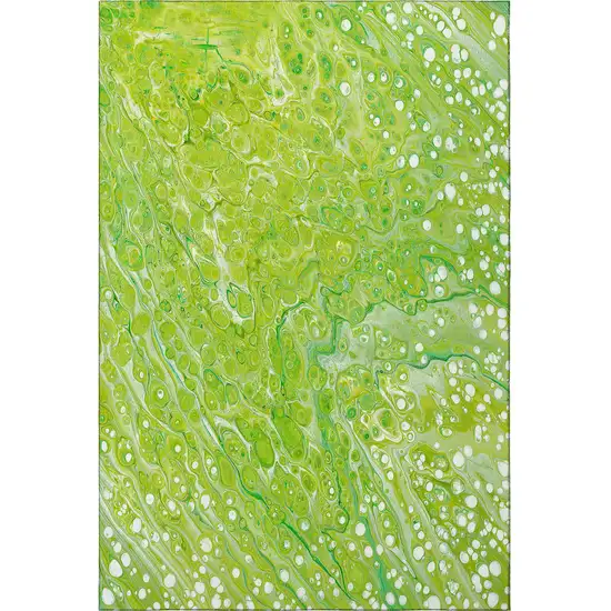 Shamrock Green And Ivory Abstract Washable Indoor Outdoor Area Rug Photo 2