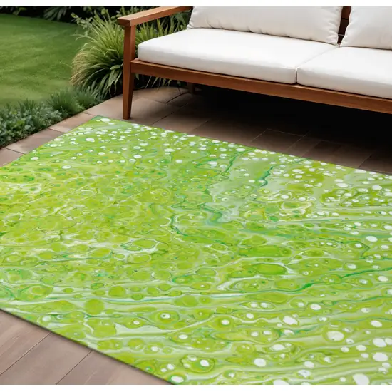 Shamrock Green And Ivory Abstract Washable Indoor Outdoor Area Rug Photo 1