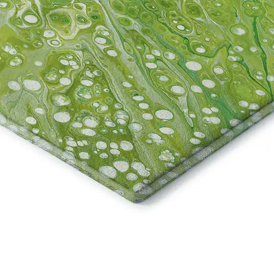 Shamrock Green And Ivory Abstract Washable Indoor Outdoor Area Rug Photo 6