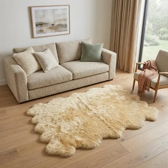 Gold Sheepskin Handmade Area Rug Photo 1
