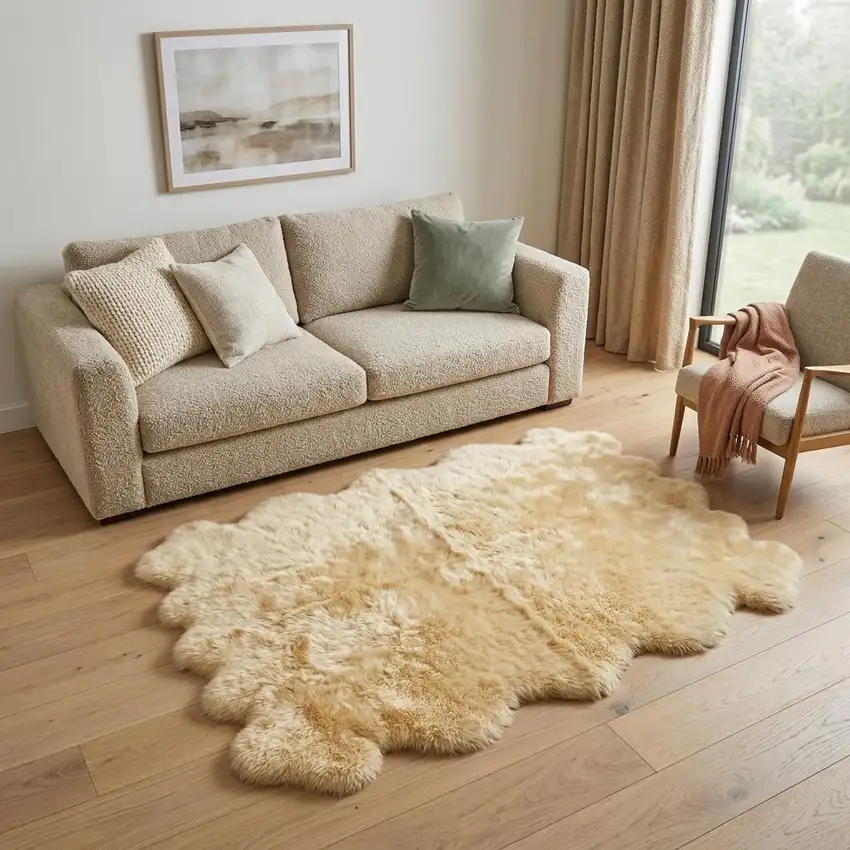 Gold Sheepskin Handmade Area Rug Photo 1