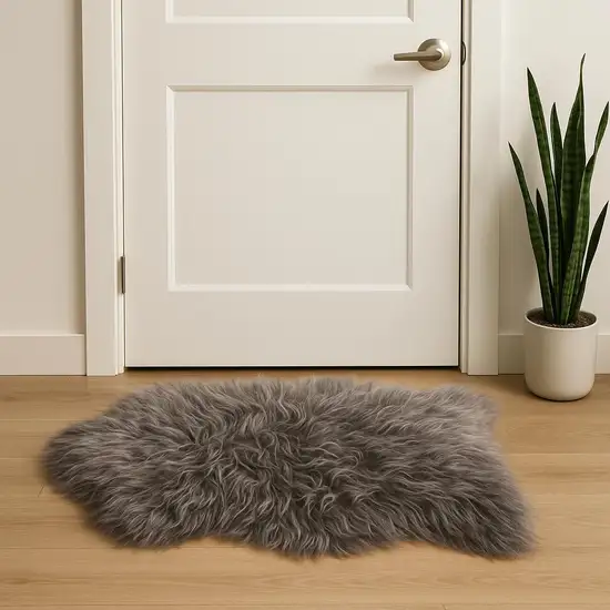 Gray Sheepskin Handmade Non Skid Area Rug Photo 1