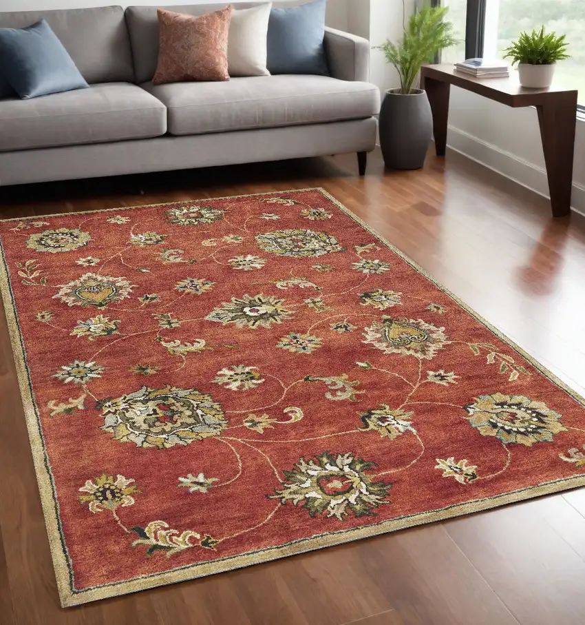 Sienna Floral Vine Wool Indoor Area Rug Photo 1
