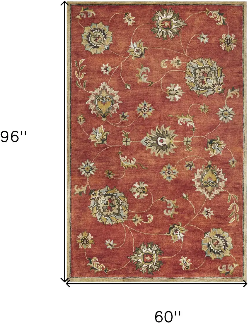 Sienna Floral Vine Wool Indoor Area Rug Photo 3
