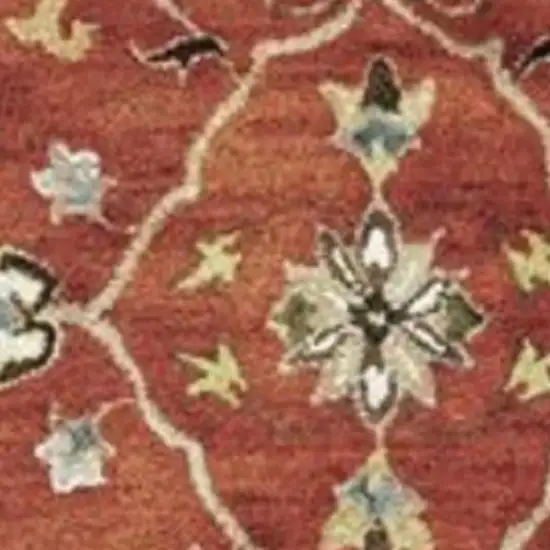 Rust Beige And Gray Wool Floral Medallion Hand Tufted Area Rug Photo 9