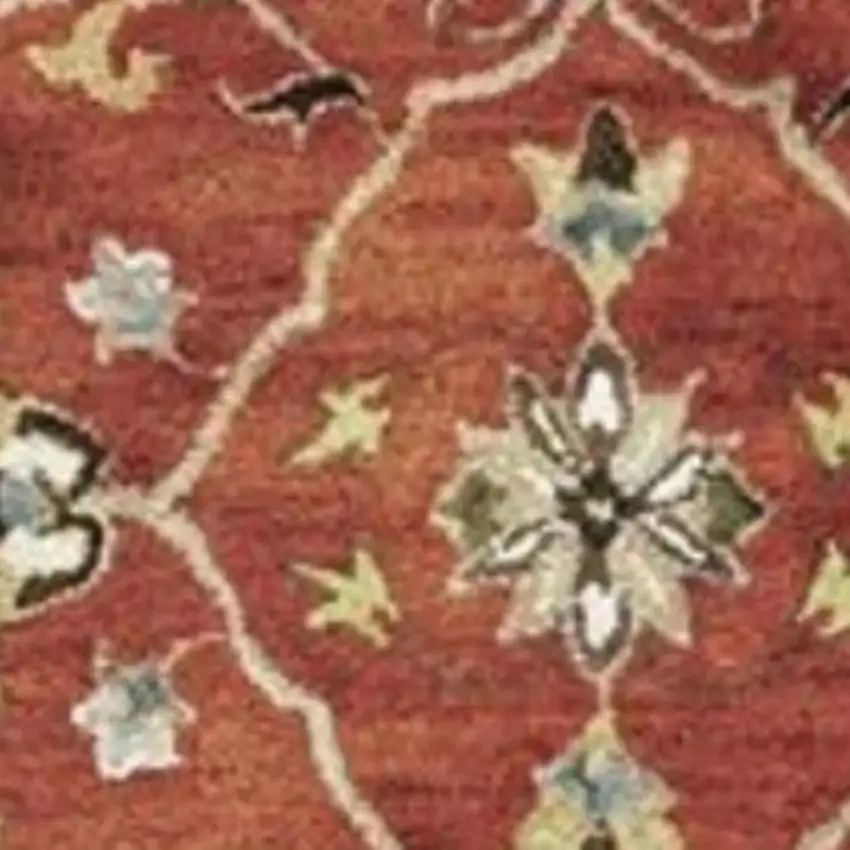 Rust Beige And Gray Wool Floral Medallion Hand Tufted Area Rug Photo 7