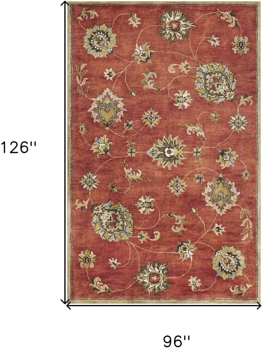 Sienna Orange Hand Tufted Allover Traditional Floral Indoor Area Rug Photo 9