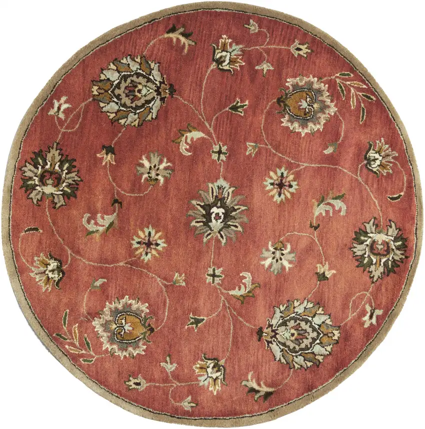 Sienna Orange Hand Tufted Traditional Round Indoor Area Rug Photo 1