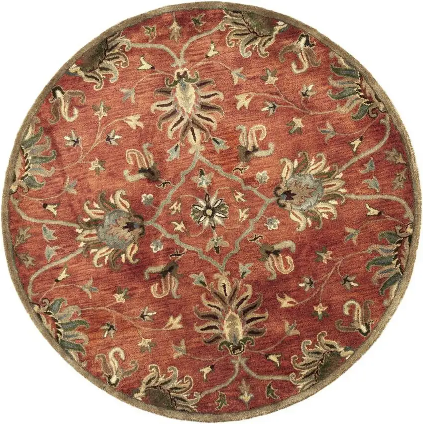 Sienna Orange Hand Tufted Traditional Round Indoor Area Rug Photo 3