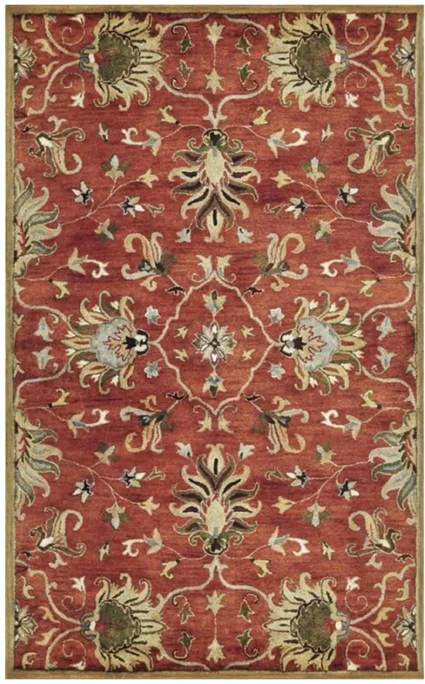 Rust Beige And Gray Wool Floral Medallion Hand Tufted Area Rug Photo 2