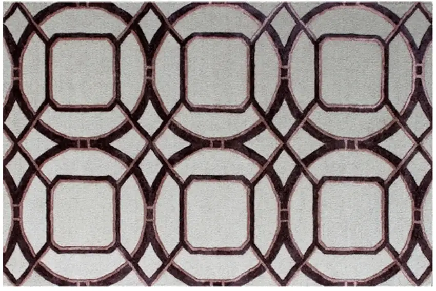 Silver Abstract Geometric Hand Tufted Non Skid Area Rug Photo 2