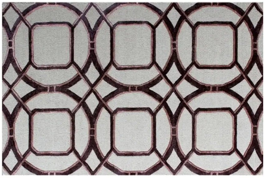 Silver Abstract Geometric Hand Tufted Non Skid Area Rug Photo 3