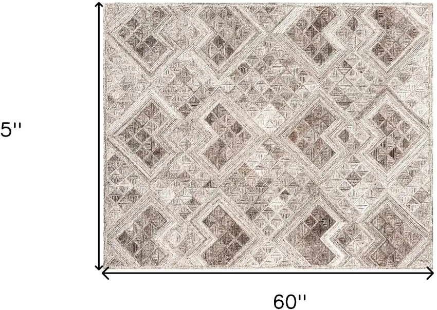 Silver Abstract Geometric Hand Tufted Non Skid Area Rug Photo 3