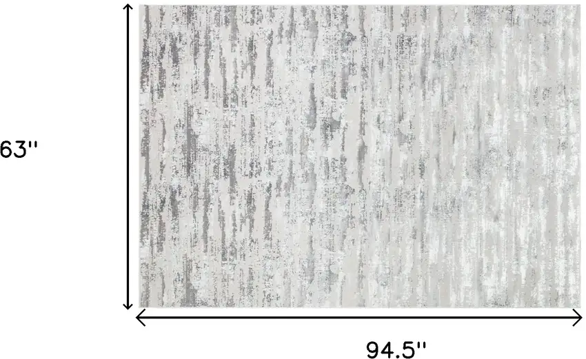 Silver Abstract Washable Non Skid Area Rug With Fringe Photo 6