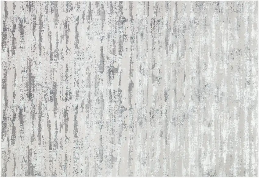 Silver Abstract Washable Non Skid Area Rug With Fringe Photo 2