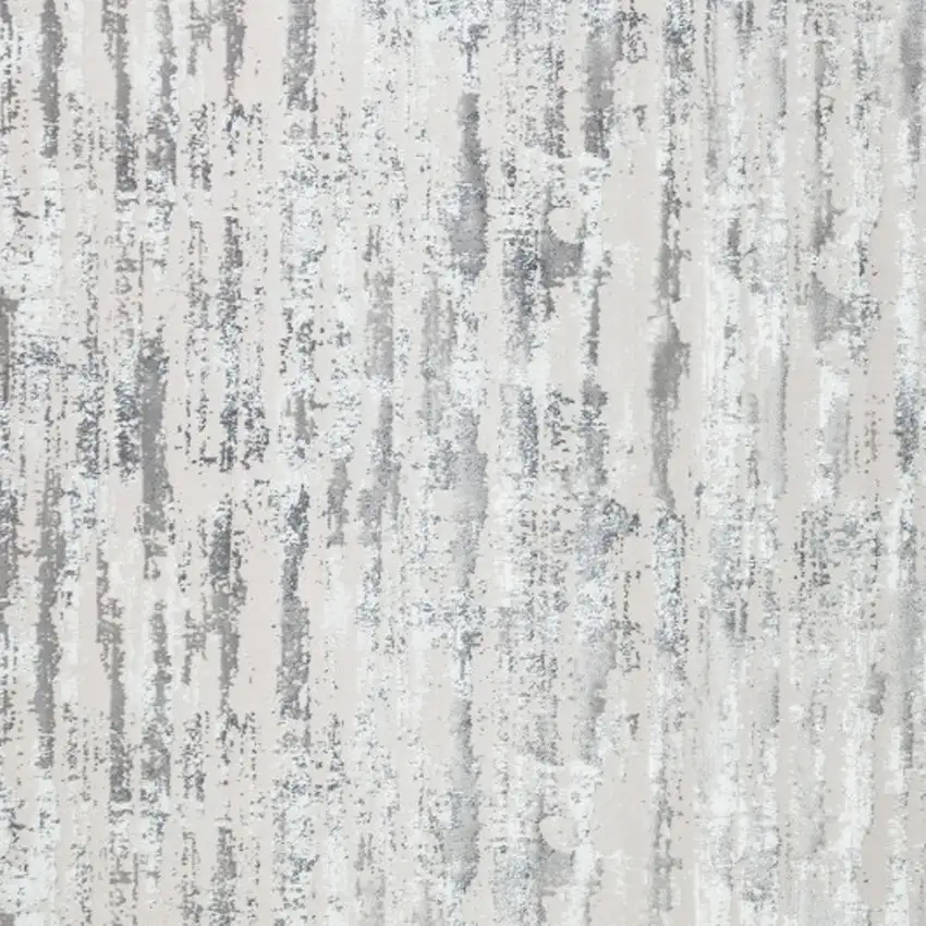 Silver Abstract Washable Non Skid Area Rug With Fringe Photo 5