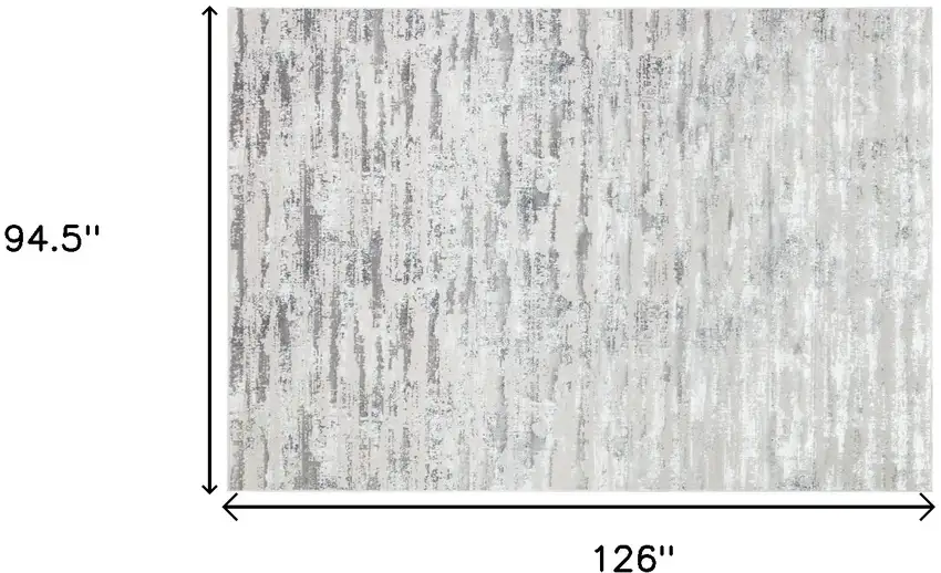 Silver Abstract Washable Non Skid Area Rug With Fringe Photo 6
