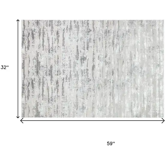 Black and Off White Abstract Washable Non Skid Area Rug Photo 7