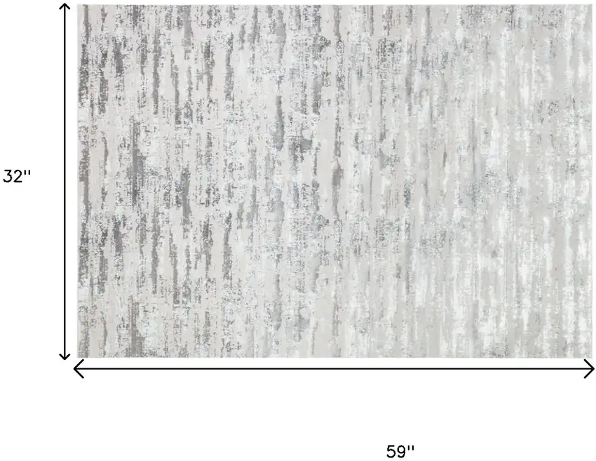 Black and Off White Abstract Washable Non Skid Area Rug Photo 7