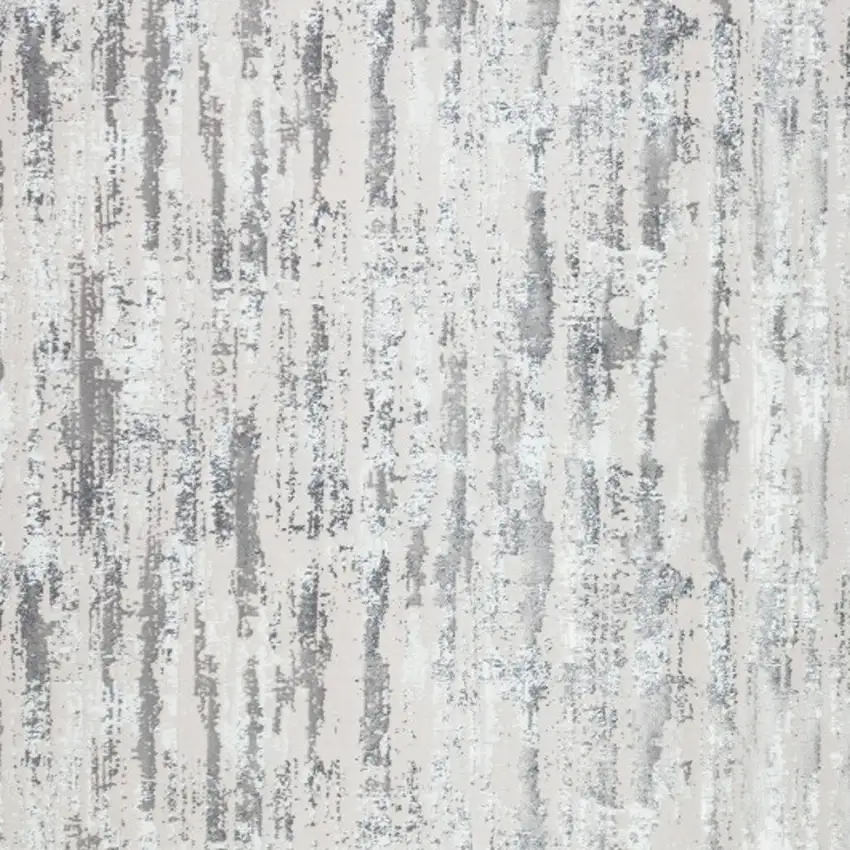 Silver Abstract Washable Non Skid Area Rug With Fringe Photo 4