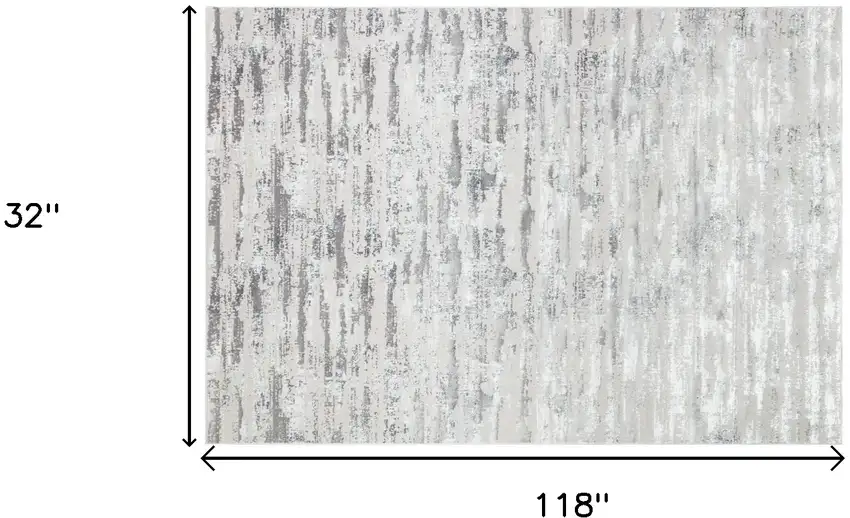 10' Gray and Silver Abstract Washable Non Skid Runner Area Rug Photo 6