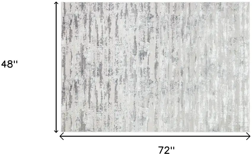 Silver Abstract Washable Non Skid Area Rug With Fringe Photo 6