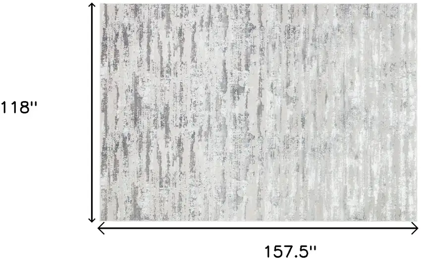 Silver Abstract Washable Non Skid Area Rug With Fringe Photo 6