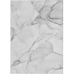 Photo of Silver Abstract Washable Non Skid Indoor Outdoor Area Rug