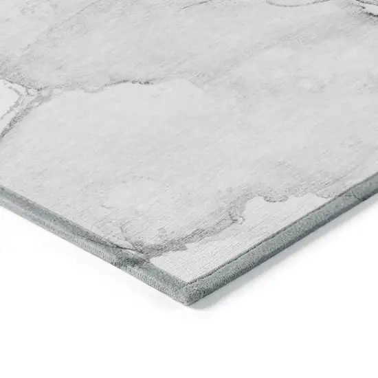 Silver Abstract Washable Non Skid Indoor Outdoor Area Rug Photo 6