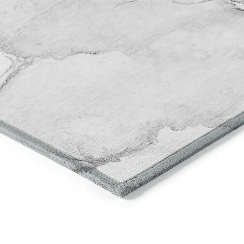 Silver Abstract Washable Non Skid Indoor Outdoor Area Rug Photo 6