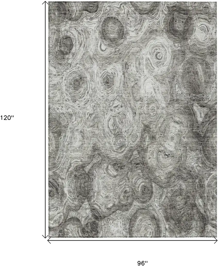 Silver Abstract Washable Non Skid Indoor Outdoor Area Rug Photo 3