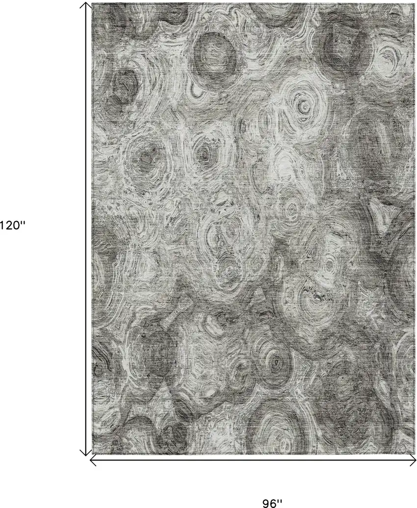 Silver Abstract Washable Non Skid Indoor Outdoor Area Rug Photo 3