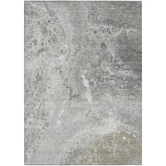 Silver Abstract Washable Non Skid Indoor Outdoor Area Rug Photo 2