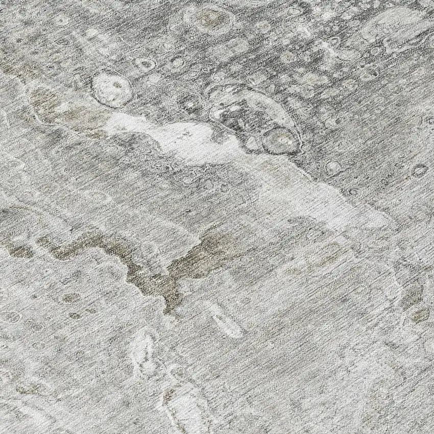 Silver Gray And Taupe Abstract Washable Indoor Outdoor Area Rug Photo 7