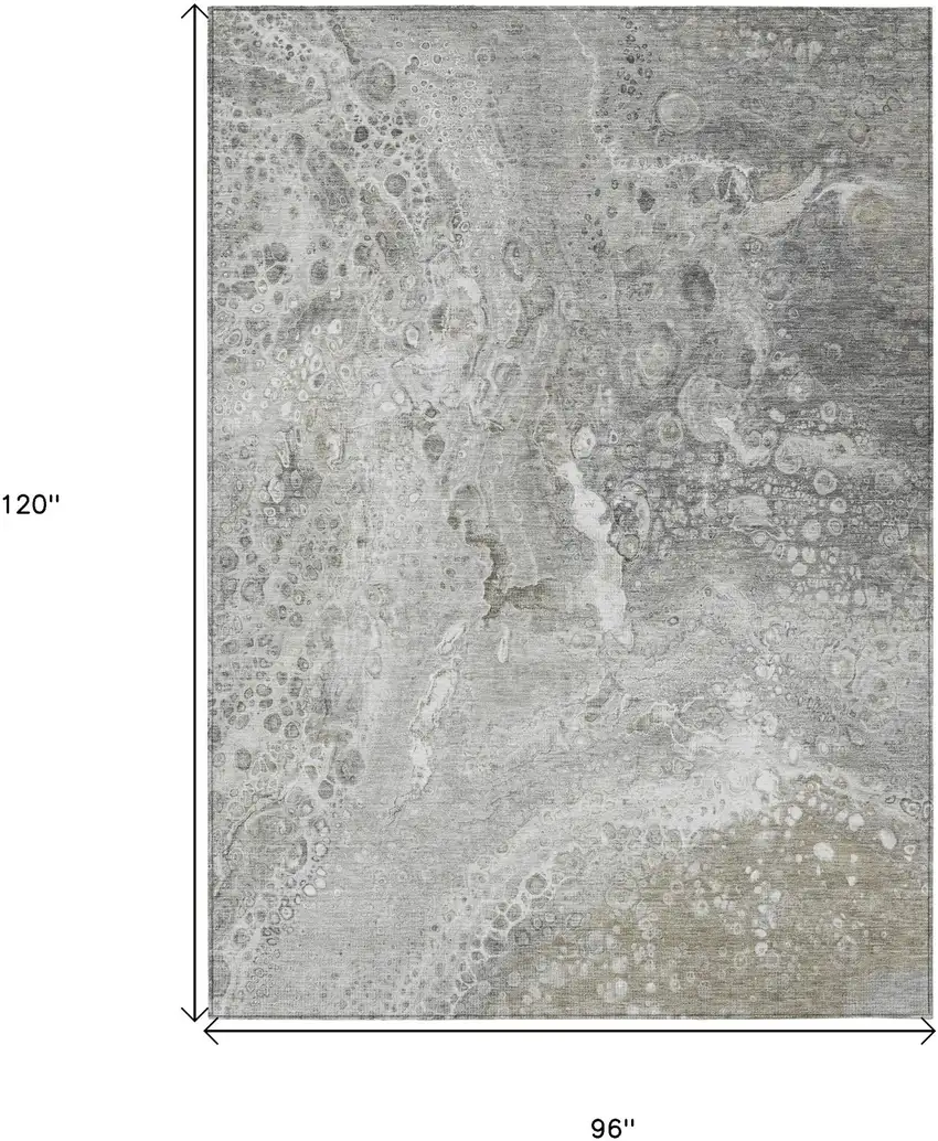 Silver Abstract Washable Non Skid Indoor Outdoor Area Rug Photo 3
