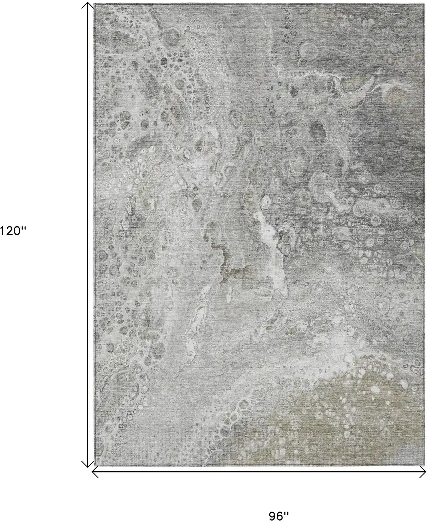 Silver Abstract Washable Non Skid Indoor Outdoor Area Rug Photo 3