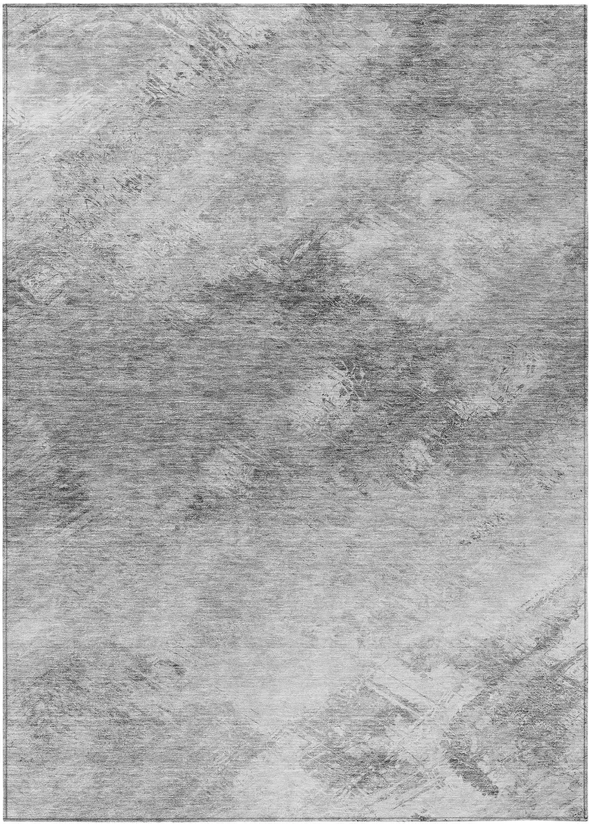 Silver Abstract Washable Non Skid Indoor Outdoor Area Rug Photo 2