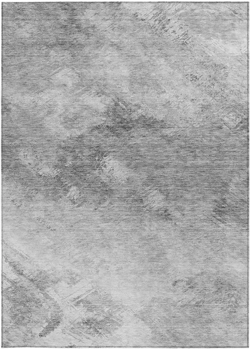 Silver Gray And Ivory Abstract Washable Indoor Outdoor Area Rug Photo 6