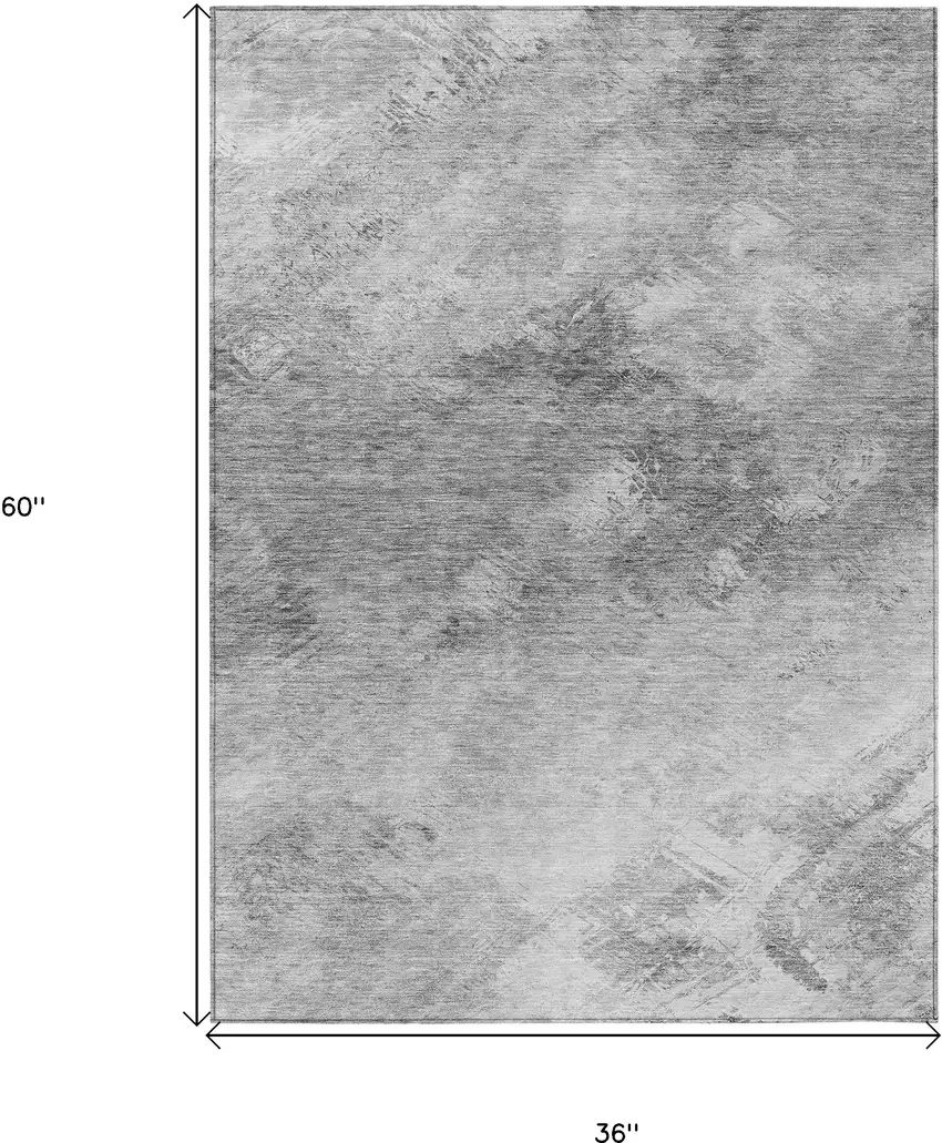 Silver Abstract Washable Non Skid Indoor Outdoor Area Rug Photo 3