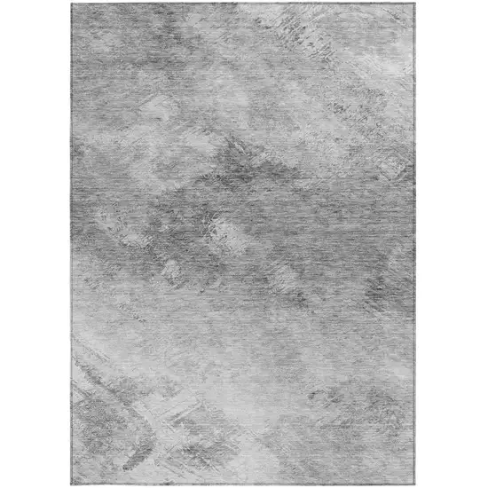 Silver Abstract Washable Non Skid Indoor Outdoor Area Rug Photo 5