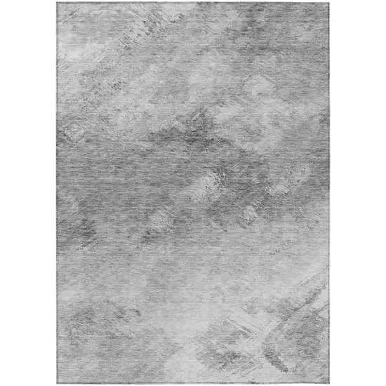 Silver Abstract Washable Non Skid Indoor Outdoor Area Rug Photo 2