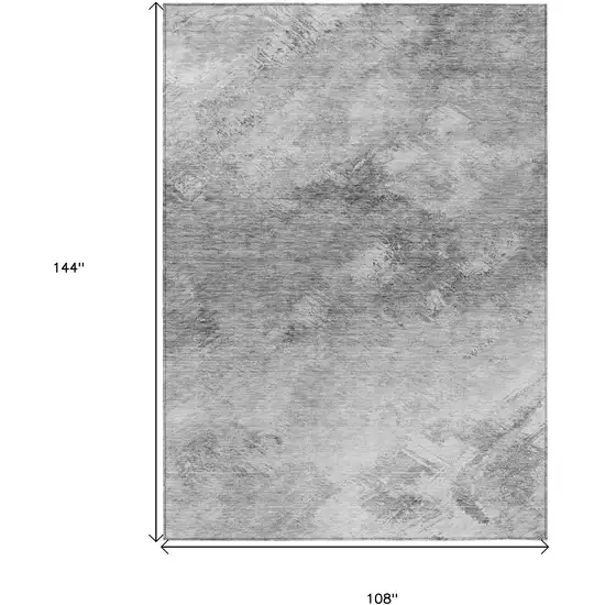 Silver Abstract Washable Non Skid Indoor Outdoor Area Rug Photo 3